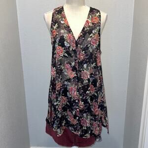 Victoria’s Secret Vintage Gold Label Multi-Color Floral Button Front Tunic - M/L